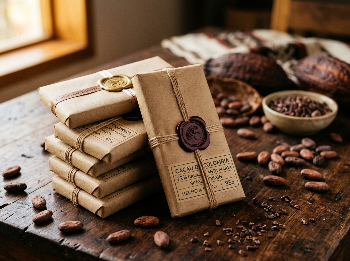 Chocolatinas artesanales envueltas en papel kraft